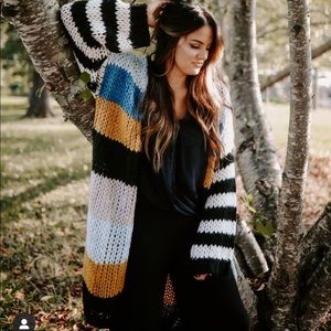 Multi stripe knit cardigan